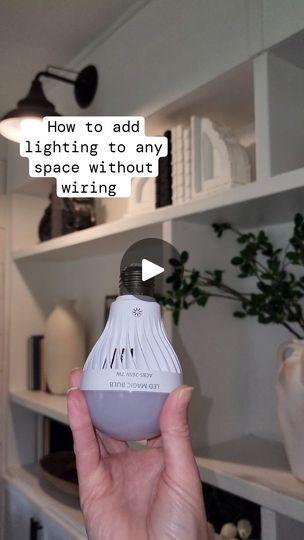 Lighting hack!! 

Comment GOLD for details to send to your inbox! 

This is a total game changer for your home updates!  This rechargeable light bulb allows you to add lighting to any lamp or sconce without the need for electricity! It also comes with a remote! 
•
#lifehacks #shelfstyling #diyhome #amazonhomefinds #wallsconce #tablestyling #livingroominspo 
#cleaninghacks 
#stylingtips #aesthetic
•
Affordable home decor I cozy home I
shelf styling I neutral home| | Fallons.homestead | yourpalrick · Original audio Rechargeable Light Bulb, Lighting Hacks, Home Updates, House Pool, Rechargeable Light, Neutral Home, Shelf Styling, Affordable Home Decor, Living Room Inspo