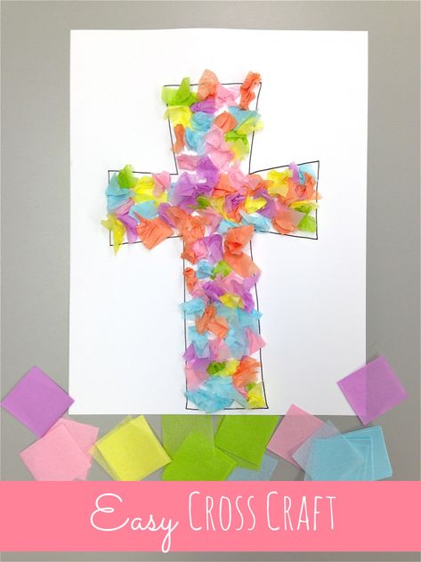 easy cross craft at happyhomefairy.com - only 3 supplies! Cross Crafts For Kids, Easter Activities For Preschool, Happy Home Fairy, Easter Preschool, Cross Crafts, Vbs Crafts, Church Crafts, Easy Cross, Easter Cross