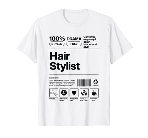 PRICES MAY VARY. Hairstylist Barcode Hair Stylist design for graduated hair stylists and for certified hairstylists. Hair Stylist Barcode Hairstylist graphic print for licensed hair stylists and hairstylists with a hairstylists license. Hairstylist saying for hair stylists for birthday or Christmas. Lightweight, Classic fit, Double-needle sleeve and bottom hem Graduated Hair, Graduation Hairstyles, Hair Stylists, Clothing Logo, For Hair, Branded T Shirts, Hair Stylist, Hair Hair, Top Styles