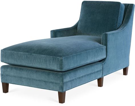 Joe Ruggiero Collection Salon Chaise, Harbor Blue Velvet ($2495) Velvet Chaise, Velvet Chaise Lounge, Blue Velvet Chairs, Blue Accent Chairs, Velvet Furniture, Chaise Lounger, Velvet Accent Chair, Grey Furniture, Furniture Chairs