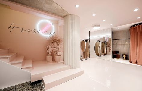 4tailors boutique | Ark4lab of architecture Lobby Interior Design, Pastel Interior, Cute Clothing, Thessaloniki Greece, Beauty Salon Decor, Lobby Interior, Salon Interior Design, Spa Design, Dressing Mirror