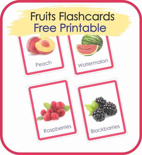 Fruits Pictures Free Printable, Flashcards Free Printable, Fruits Flashcards, Flash Card Template, Montessori Geography, Fruit Picture, Free Printable Cards, Fruits Images, Free Fruit