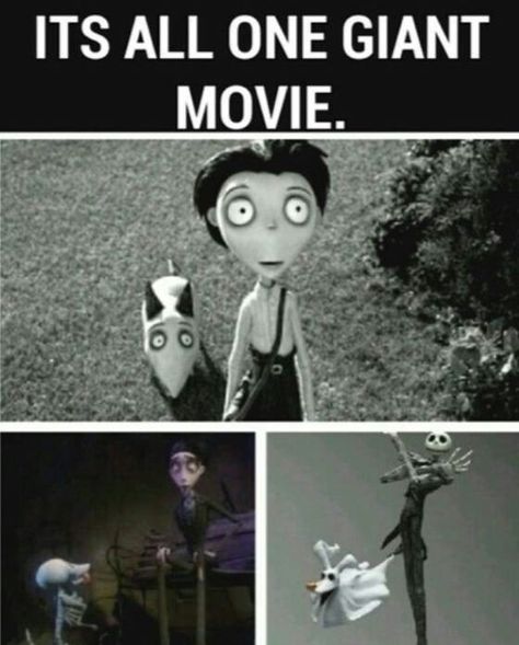 Frankenweenie, The Corpse Bride, and Jack Skellington and Zero from The Nightmare Before Christmas, are all one movie!!! Disney Theory, Tim Burton Films, Dark Times, Tim Burton Movie, Fan Theories, Corpse Bride, Disney Memes, Jack Skellington, Tim Burton