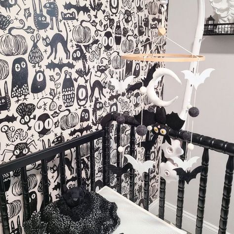 Punk Nursery, Goth Baby Nursery, Gothic Nursery, Dark Nursery, Bat Mobile, Punk Baby, Gothic Baby, Goth Baby, Baby Room Themes