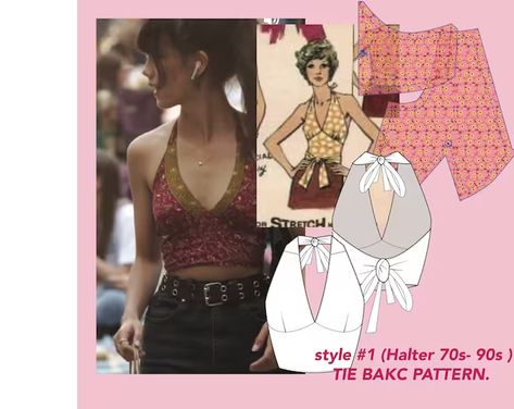 Sewing template top - Etsy Halter Crop Top Sewing Pattern, Crop Top Sewing, Crop Top Sewing Pattern, Upcycle Clothes Diy, Sewing Projects Clothes, Top Sewing, Diy Clothes Design, Costura Diy, Top Sewing Pattern