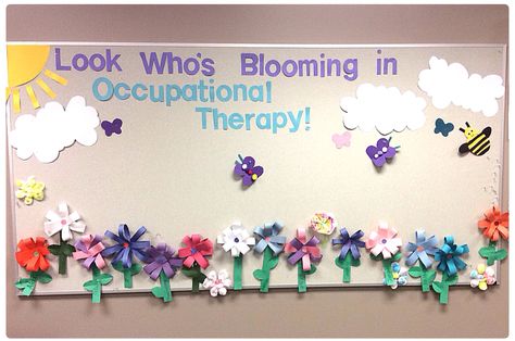 Occupational Therapy Bulletin Board Ideas, Occupational Therapy Classroom Decor, Occupational Therapy Bulletin Boards, Occupational Therapy Room Decor, Room Bulletin Board Ideas, Occupational Therapy Room, Therapy Bulletin Board, Occupational Therapy School, Room Bulletin Board