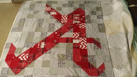 University of Alabama Throw Quilt with Alabama "A" Alabama Quilt, Alabama A, Soft Quilt, Light Quilt, Block Quilt, Lap Quilts, Hounds Tooth, Black And White Plaid, University Of Alabama