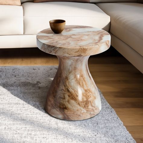 Studio London Monia Faux Marble End Table - Bed Bath & Beyond - 40949937 Statement Side Table, Marble Side Table Bedroom, Marble Side Table Living Room, Marble Stool, Marble Stools, Industrial End Table, Marble End Table, Marble End Tables, Marble Side Table