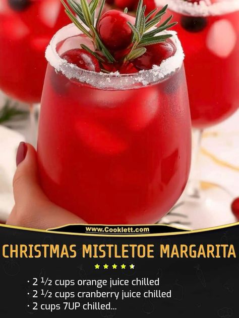 Margarita Large Batch, Mistletoe Margarita, Christmas Mistletoe, Yummy Alcoholic Drinks, Christmas Punch, Holiday Drink, Lemon Lime Soda, 7 Up, Cocktails Recipes