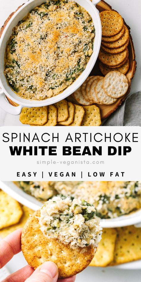 White Bean Dip Recipe, Bean Dip Recipe, Vegan Apps, Bean Dip Recipes, Vegan Spinach, White Bean Dip, Healthy Appetizer, Vegan Dip, Bean Dip