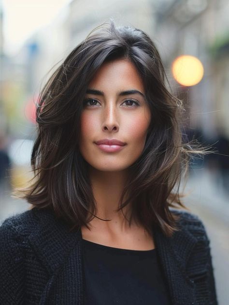 Chic Long Bob Hairstyles: Modern, Versatile, and Stylish Looks Long Bob With Textured Ends, Long Bob On Wavy Hair, Layered Bob Hairstyles Brunette, Texturized Long Bob, Long Bob Thick Hair Wavy, Long Layered Bob Brunette, Long Soft Bob, Stacked Bob Haircut Medium Length, Lob Black Hair