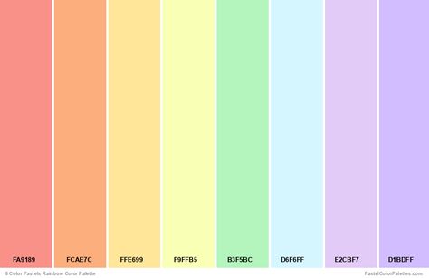 Procreate Color Palette Pastel, Rainbow Pastel Color Palette, Pastel Color Palette Combination, Kids Colour Palette, Pastel Rainbow Palette, Pastel Rainbow Color Palette, Rainbow Color Scheme, Rainbow Color Palette, Pastel Color Palette