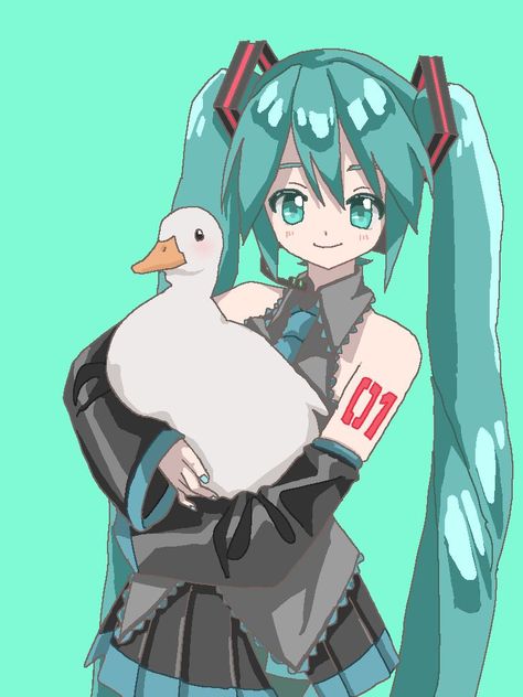 #hatsune #miku Duck Cute, Miku Hatsune Chibi, Miku Hatsune Vocaloid, Miku Cosplay, Vocaloid Funny, Neon Genesis Evangelion, Hatsune Miku, Vocaloid, Animal Art