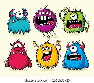 Mermaid Vector, Doodle Monster, Doodle Characters, Drawing Cartoon Faces, Monster Drawing, Funny Monsters, Monster Illustration, Cartoon Monsters, Diy Tattoo