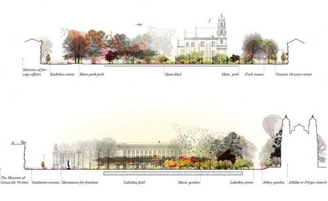 Landscape Architecture Section, Landscape Section, House Garden Landscape, Section Drawing, Public Space Design, Architectural Representation, Plans Architecture, Architecture Board, Architectural Section