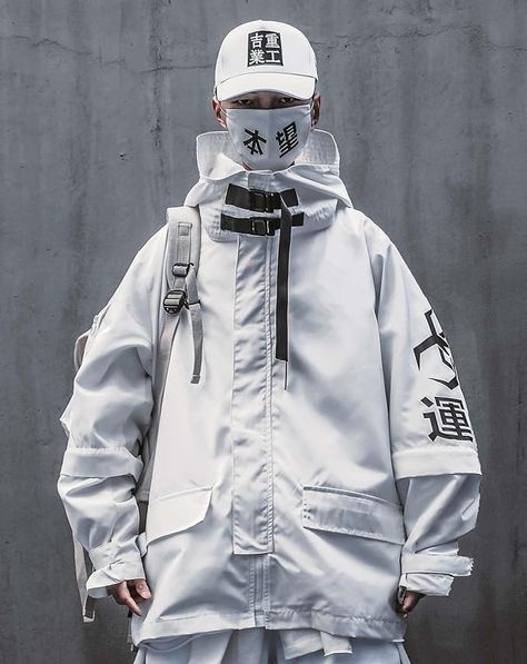 Amazon.com: Niepce Inc Japanese Streetwear Zip Up Windbreaker Jacket for Men (White1, X-Large) : Clothing, Shoes & Jewelry Japanese Cyberpunk, Mens Techwear, Cyberpunk Jacket, Cyberpunk Techwear, Techwear Jacket, Techwear Outfits, Oversized Streetwear, Short Sleeve Hoodie, Japanese Streetwear