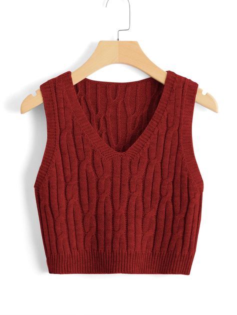 Cable Knit Sweater Vest, Woolen Clothes, Aesthetic Sweaters, Sweater Vests, Fashion Corner, Knit Sweater Vest, Red Vest, Indian Bridal Fashion, Sweater Vest Women