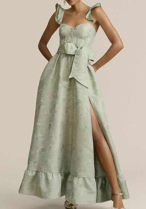 V Chapman, Engagement Party Dresses, Formal Wedding Guest Dress, Formal Wedding Guests, High Low Gown, Sage Green Dress, Spring Wedding Guest, Spring Wedding Guest Dress, Beautiful Bridesmaid Dresses