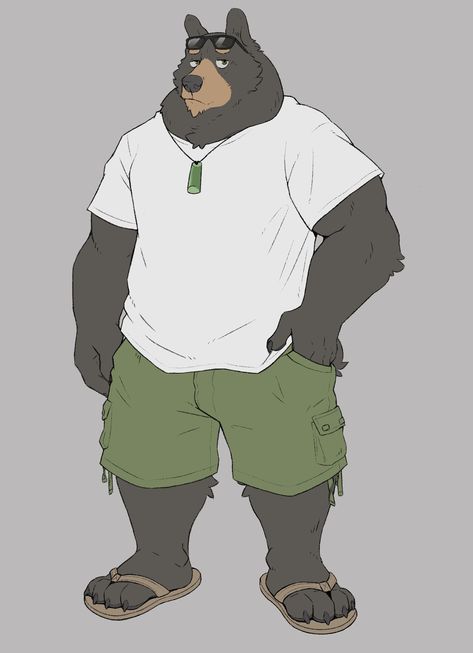 Bear Oc, Full Body Drawing, Bear Character Design, Bear Character, Bear Drawing, Bio Art, Anime Guys Shirtless, Body Drawing, Bear Art