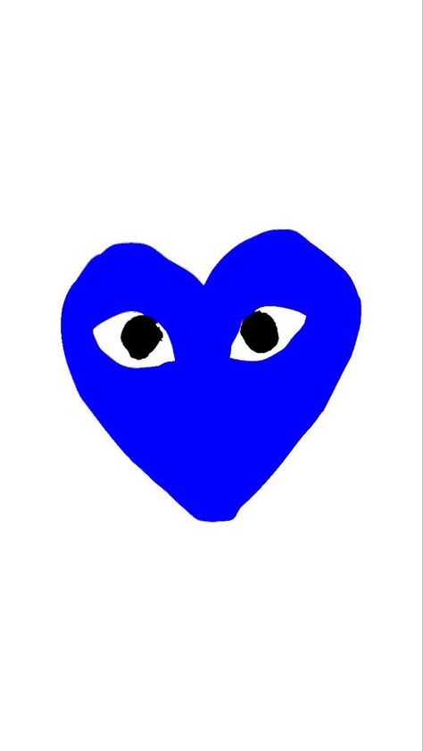 Cdg Wallpaper Black, Blue Heart With Eyes, Blue Heart Drawing, Blue Heart Wallpaper Iphone, Comme Des Garcons Wallpaper, Cdg Heart Wallpaper, Cdg Wallpaper, Y2k Aesthetic Wallpaper, Heart With Eyes