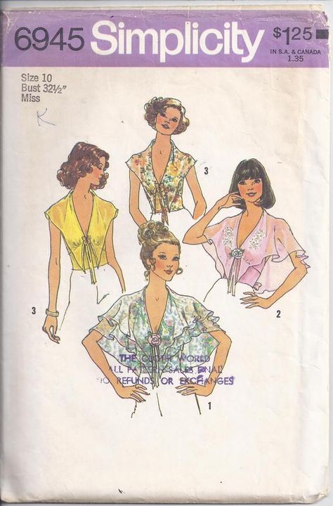 Halter Top Sewing Pattern, 70s Sewing Patterns, Halter Top Pattern, 1970s Sewing Patterns, Dress Making Patterns, Blouse Pattern Sewing, Top Sewing Pattern, Halter Tops, Sewing Pattern Sizes