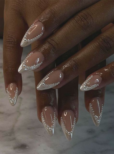 wedding nails, bridal nails, french manicure wedding, french tips nails brides, wedding nails brides, bride nails, wedding nail ideas Wedding Nail Designs, Wedding Day Nails, Bridal Nails Designs, Engagement Nails, Lace Nails, Wedding Nail, Wedding Nails For Bride, Pearl Nails, Wedding Nails Design