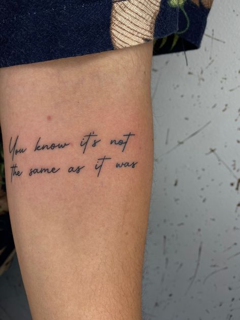 Song Lyric Tattoos Ideas, Work Of Art Tattoo Quote, Ever Since New York Tattoo Harry Styles, Harry Styles Tattoos Lyrics, Songs As Tattoos, Harry Styles Quote Tattoo, As It Was Tattoo Harry Styles, Harry Styles Lyric Tattoos, Song Lyric Tattoos Placement