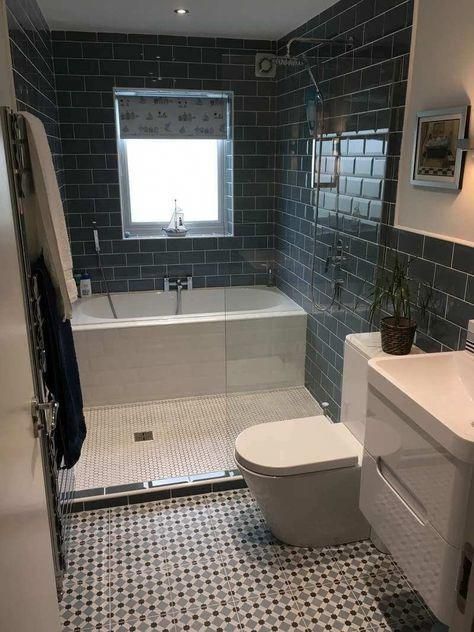 50 Small Bathroom Ideas That Increase Space Perception | Industville #bathroomideas Modern 5 Piece Bathroom, Small Wet Room, Washroom Ideas, Makeover Kamar Mandi, Small Bathroom Remodel Designs, 2023 Ideas, Bilik Air, House Redesign, Floor Bathroom