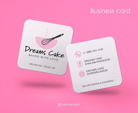 Bakery Visiting Card Design, Cake Shop Names, Baking Business Cards, Business Card Social Media, Cupcake Business Cards, Cake Business Cards, Cake And Dessert, Logo Online Shop, Online Bakery