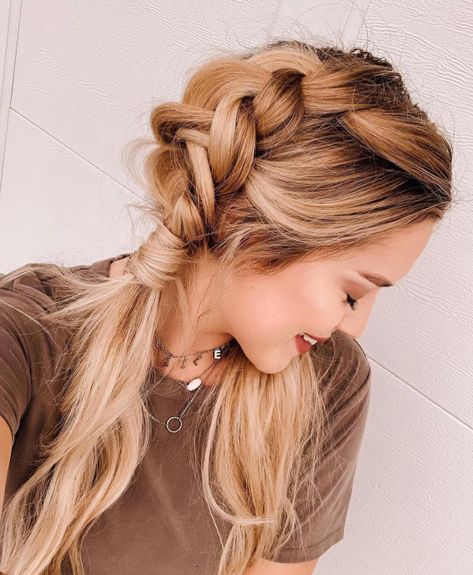 cute summer hairstyles, summer hairstyles 2022, messy buns, hair scarf ideas, summer hairstyles, summer hairstyles braids, easy summer hairstyles, ponytail hairstyle with scarf, half up hairstyles, summer half up, easy low buns Cute Low Pigtail Hairstyles, Top Hair Styles, Dutch Pigtail Braids, Half Up Curls, Quick Hairstyles For School, Trends In 2023, Parting Hair, Cute Summer Hairstyles, Dutch Braids