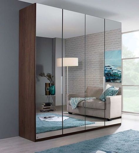 1. Hinged 2. Floor to ceiling 3. Wood facade 4. Laser cut design for ventilation a. Side external b. Top and bottom interior Cupboard With Mirror, Mirror Cupboard, Mirrored Wardrobe Doors, Sliding Door Wardrobe Designs, Materials Board Interior Design, Mirror Closet Doors, Wardrobe Door Designs, Bedroom Interior Design Luxury, Wood Wardrobe