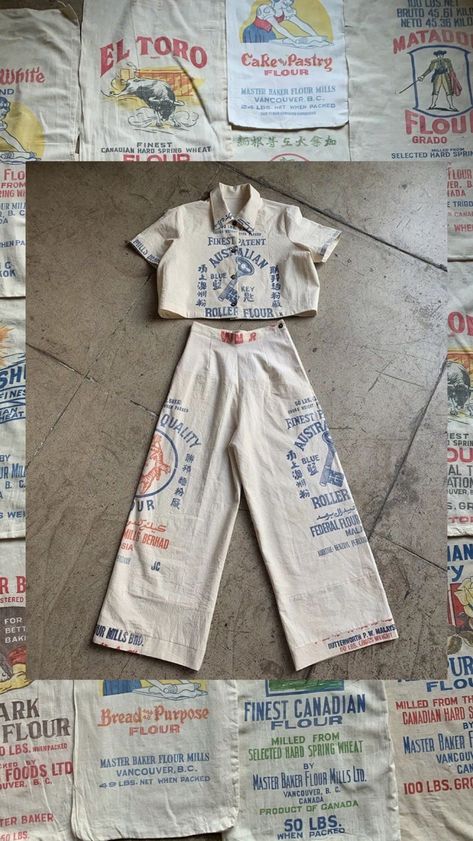 Made with recycled vintage flour sacks @3womenco Vintage Flour Sacks, Flour Sacks, Sunflower Party, Upcycling Ideas, Vintage Outfit, Flour Sack, Clothing Brands, Brand Story, Winter 2024