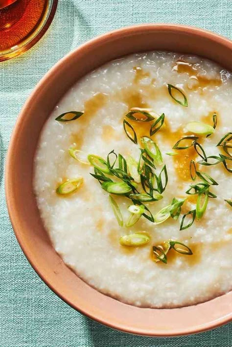 Easy Congee Recipe, Korean Porridge, Congee Recipes, Chinese Congee, Congee Recipe, Rice Congee, Asian Meals, Basic Chinese, Food Asian