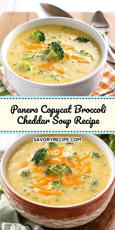 Dreaming of that iconic Broccoli Cheddar Soup from Panera? Bring that flavor home with this easy copycat recipe that will warm your soul! Perfect for lunch or dinner, it’s a creamy delight. Be sure to save this soup recipe for your next culinary adventure—comfort food awaits! Copycat Broccoli Cheddar Soup, Creamy Broccoli Cheddar Soup, Panera Copycat, Broccoli Cheddar Soup Recipe, Cheddar Soup Recipe, Savory Recipe, Creamy Recipes, Broccoli Cheddar Soup, Cheddar Soup