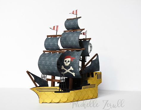 Pirate Tales Paper Pirate Ship Diy Pirate Ship, Pirate Ship Craft, Pirate Bedroom Theme, Lantern Show, Gingerbread House Contest, Shadow Puppetry, Diy Pirate, Pirate Themed Birthday Party, Stream Water