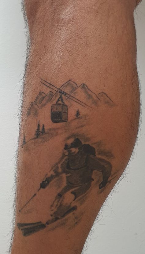 Cable Car Tattoo, Skier Tattoo, Ski Tattoo Ideas, Skiing Tattoos, Skiing Tattoo Ideas, Mother And Daughter Tattoo, Skiing Tattoo, Daughter Tattoo, Car Tattoos