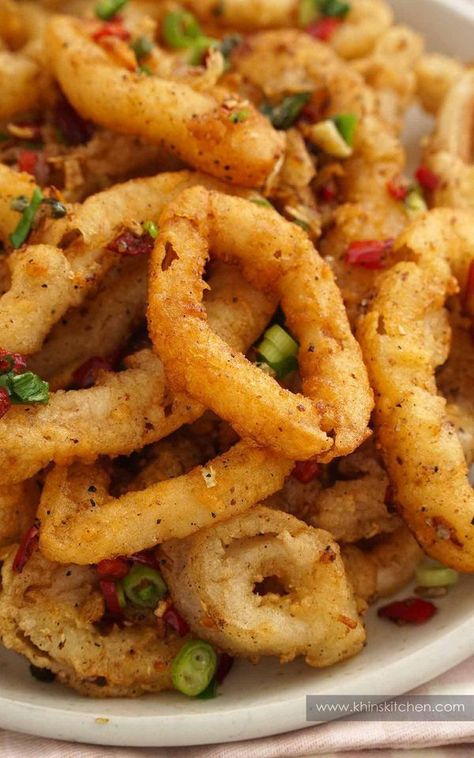 Salt Pepper Squid, Chinese Salt And Pepper Squid, Salt And Pepper Squid Recipe, Taiwanese Recipes, Salt And Pepper Calamari, Chinese Seafood, Fried Squid, Salt And Pepper Squid, Squid Recipes