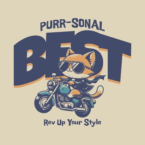 🐱🏍️ Rev up your style with our 'Purr-sonal Best' tee! For those who ride through life with flair. #CoolCat #tshirt #cartoon #funny #cat #biker #tshirtdesign #printondemand #kittl #kittldesign Character Logo, Cartoon Funny, Men Tshirt, Clothes Style, Funny Cat, Logo Inspiration, Cool Cats, Your Style, Print On Demand