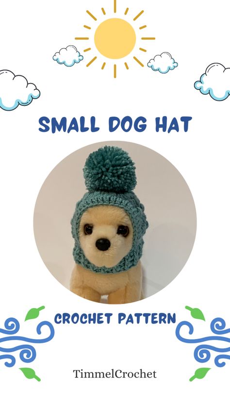 Crochet Dog Hat Free Pattern - TimmelCrochet Dog Beanie Pattern, Crochet Dog Hat Free Pattern, Dog Hat Pattern, Puppy Hat Crochet, Crochet Dog Sweater Free Pattern, Crochet Dog Hat, Beanie Pattern Free, Dog Hats, Crochet Dog Clothes