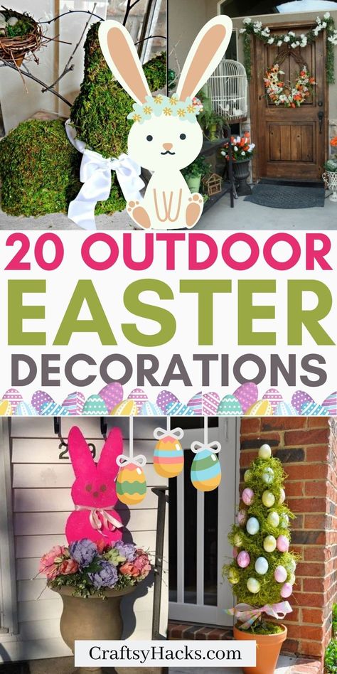 Easter Hosting Ideas, Easter Planters, Easter Yard Decor, Outdoor Easter Decorations Diy, Easter Hosting, Hosting Easter, Easter Yard Decorations, Home Hacks Diy, Giant Easter Eggs