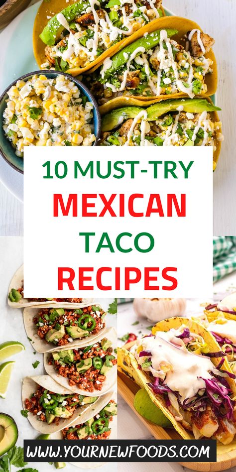 10 Most Popular Mexican tacos, you will learn how to make Mexican tacos here. Amazing Birria, chicken, beef, fish, shrimp, vegan, and street tacos. Here are 10 of the best we have found and put together for you. Stunning Mexican Tacos recipes for you to make at home whether you are hosting a party, watching the Super Bowl, or entertaining. Why not make these Mexican Tacos when having a BBQ, they are also perfect for family meals, holidays & all year round. Which will be your favorite? Dinner Party Tacos, Best Street Tacos Recipe, Home Made Tacos Recipes, Beef Taco Ideas, Delicious Taco Recipes, Mexican Style Tacos, Authentic Mexican Tacos Beef, Gourmet Tacos Recipes, Best Tacos Recipe