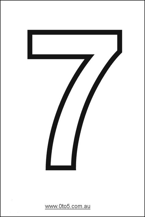 Number - seven printable template 7 Number Design Art, Letters Stencils, Large Printable Numbers, Number Template Printable, Number Book, Free Printable Numbers, Design Art Drawing, Numbers Kindergarten, Learning English For Kids