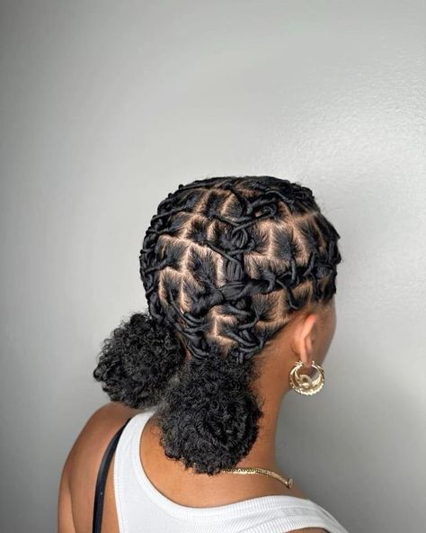 Hairstyles With Locs Short, Two Strand Twist Loc Petals, Short Style Locs, Loc Braided Hairstyles, Loc Styles After Retwist, Locs Straight Back, Loc Styles Short Black Women No Retwist, Summer Loc Styles For Black Women, Loc Graduation Hairstyles