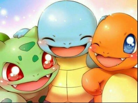 Bulbasaur, Charmander, Squirtle, Starter Pokémon, cute; Pokémon Kawaii Pokemon, Pokemon Bulbasaur, Pokemon Charmander, Pokemon Starters, Pikachu Art, Cool Pokemon Wallpapers, Cute Pikachu, Cute Pokemon Pictures, Pokémon Master