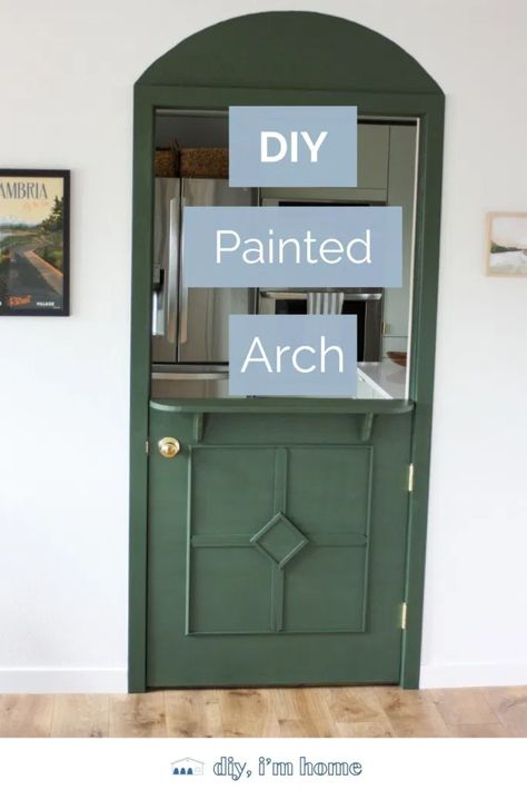 Art Around Door Frame, Arched Painted Accent Wall, Painted Arch Over Door, Arched Bedroom Ceiling, Painted Arch In Kitchen, Paint Arch Mirror, Painted Arch Window, Painted Interior Archways, Faux Arch Door