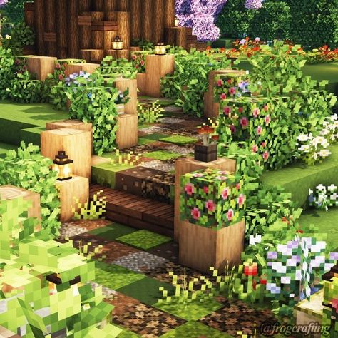 Minecraft Cute Bridge Ideas, Minecraft Path Ideas Cottagecore, Aesthetic House Minecraft, Path Minecraft, Minecraft Path, Minecraft Garden Ideas, Garden Minecraft, Path Way, Minecraft Garden