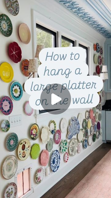 Kristie McGowan on Instagram: "One of the most asked questions I have gotten since sharing I planned to hang my extra large shell platter on the wall is how to hang it. When I bought it I actually didn’t have that figured out yet. So, when I hung it over a month ago I wanted to give it some time to make sure it was super secure before I shared my technique with you.

I am thankful to a follower for recommending this platter hanger. I was a bit intimidated when I first received it because the cords were tangled and I was nervous it wouldn’t support my super heavy platter. Those concerns quickly subsided as soon as I started working with it. It was easy as can be although it did require a bit of manipulation to get it to work for my particular platter - which is asymmetrical and has very thi Silver Platters On Wall, Hanging Plates On Wall, Hanging Plates On The Wall Ideas, Hang Plates On Wall, Plate Walls, Silver Platters, I Am Thankful, Most Asked Questions, How To Hang