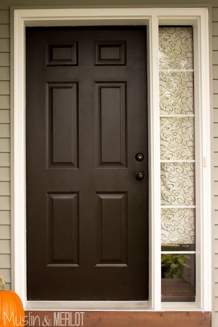 Dark Brown Exterior Door Front Entry, Dark Burgundy Front Door, Brown Painted Door Exterior, Brown Doors Exterior Entrance, Dark Brown Painted Front Door, Doors And Windows Colours, Chocolate Brown Front Door, Front Door Brown Paint, Dark Brown Door Exterior