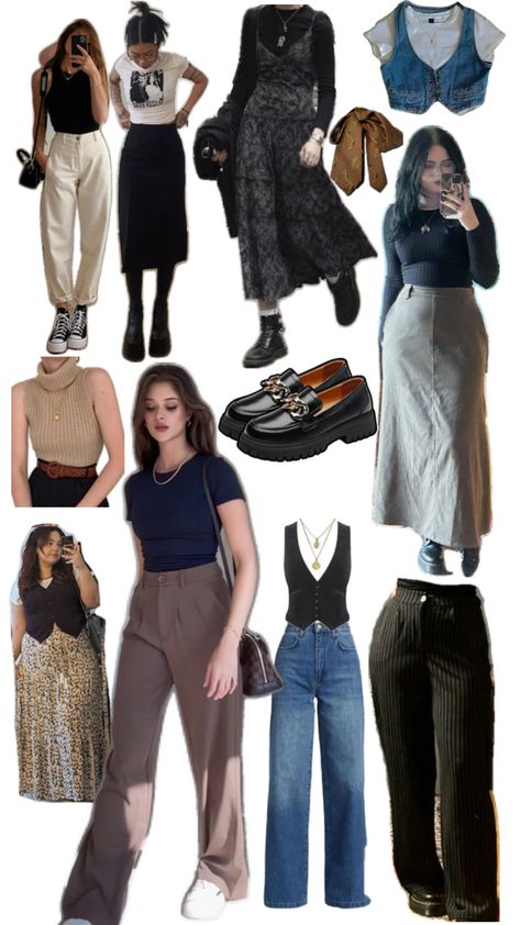 Grunge work moodboard for corporate/retail Corporate Grunge, Work Fashion, Mood Boards, Style Inspiration