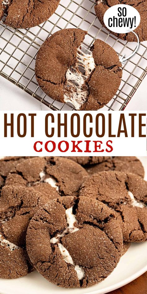 Hot Chocolate And Marshmallow Cookies, Recipes With Hot Cocoa Packets, Hot Cocoa Crinkle Cookies, Cookie Exchange Ideas Packaging, Hot Choc Cookies, Hot Cocoa Cookies Easy, Hot Cocoa Crumble Cookies, Cookie Recipes Cocoa Powder, Mexican Hot Chocolate Cookie Recipe